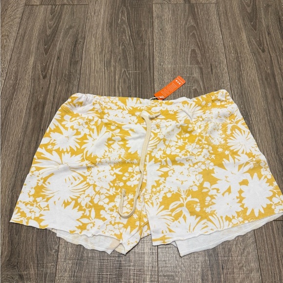 Sundry Women’s Yellow Floral Print Drawstring Shorts Size 2 NWT - Picture 1 of 7
